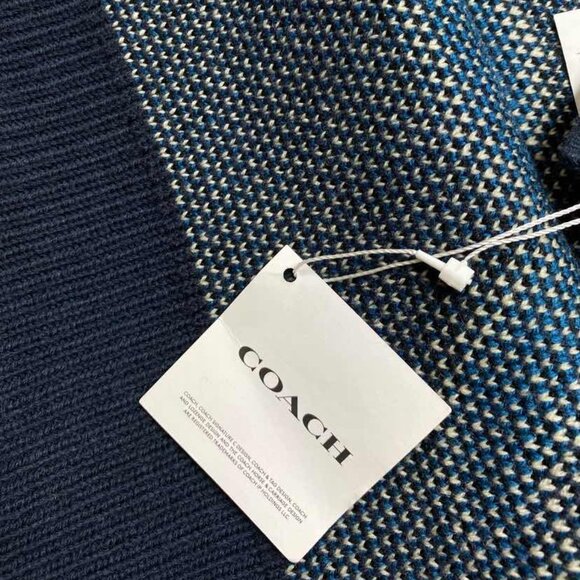 Coach CY038 Coach Script Print Knit Muffler in Navy - Picture 4 of 5